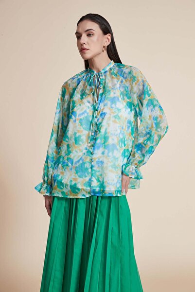 Yola Floral Long-Sleeve Top with Tie