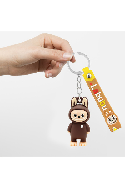LABUBU Cute Bunny Keychain with Silicone Strap - Durable, Fun Design for Keys and Bags
