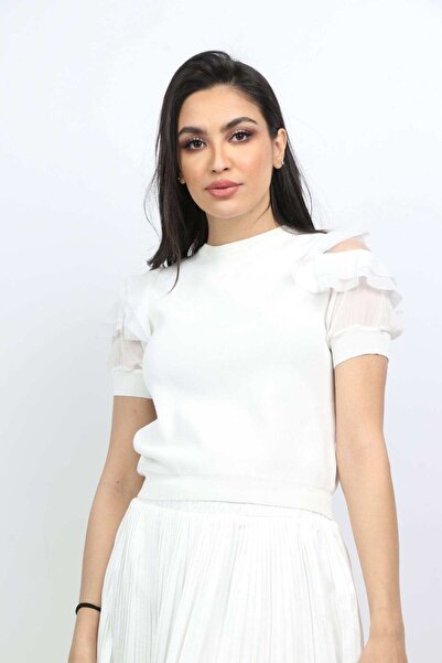 mica Solid Ruffle Short-Sleeve Top