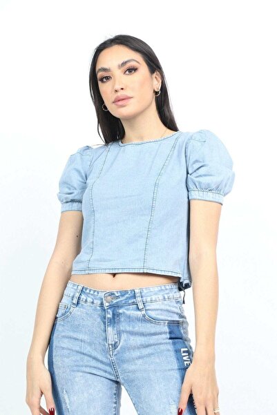 Kitschen قميص كامي قصير مطاطي