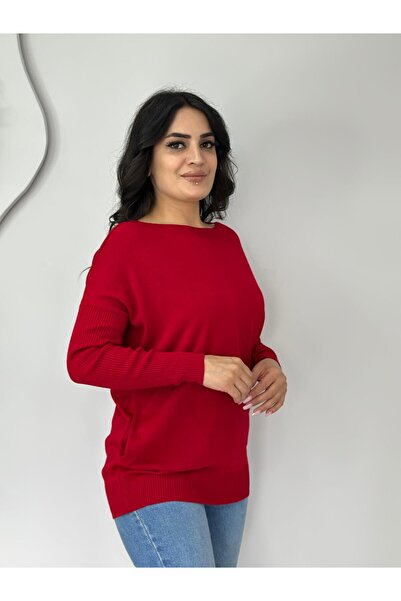 Aysel Boutiquee Selanik Kırmızı Cepli Triko Bluz A414