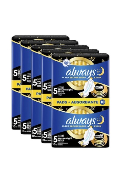 Always Absorbante igienice Ultra Secure Night, 5 x 10 (50 buc.)