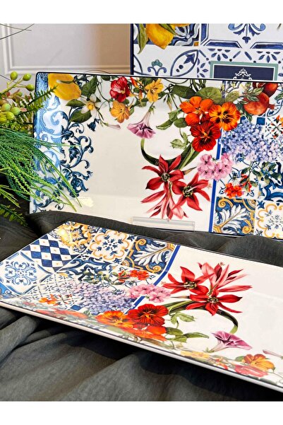 ROSSEV Italy Garden Rectangular Presentation Plate Set of 2 Large