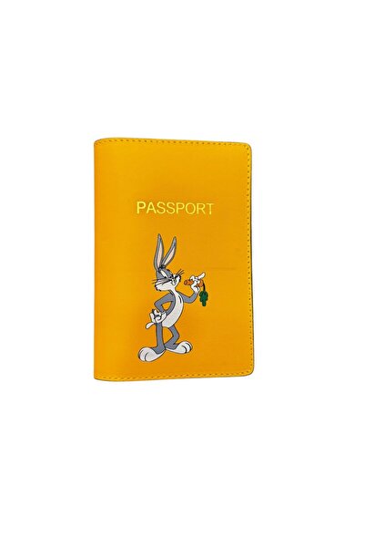 Seyahataksesuar Bugs Bunny Designed Leather Passport Cover