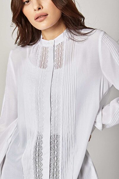 DALYDRESS Lace Pleated Long-Sleeve Top