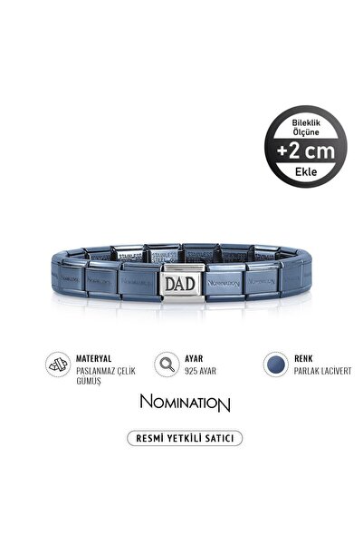 NOMİNATİON Italy Composable 925 Ayar gümüş Dad ve Çelik Bileklik PARLAK LACİVERT