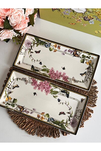 ROSSEV Muse Garden Rectangular Presentation Plate Set of 2 Large