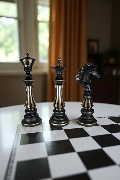 ay hediyelik Şah, Vezir, At - Dekoratif Satranç Takımı Biblo Seti