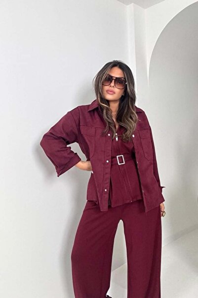 ubmbutik قميص جلد الغزال مع جيوب