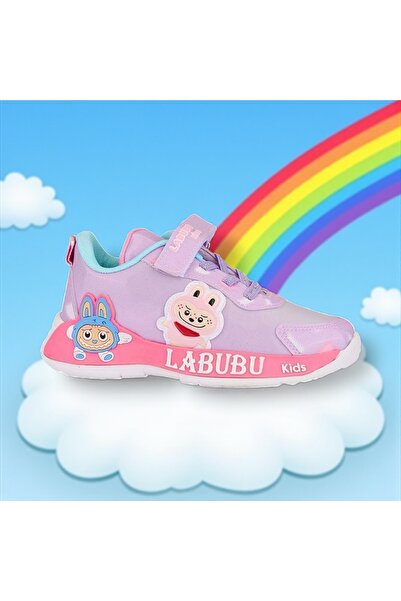 JOJO KIDS kız çocuk labubu deri spor ayakkabı , cırtlı sneaker , kalın taban