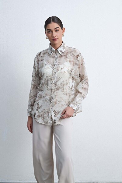 Livia Floral Shirt Collar Long Sleeve Top