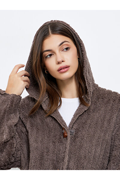 Take Two By Styli Brown Furry Button-Up Teddy Coat