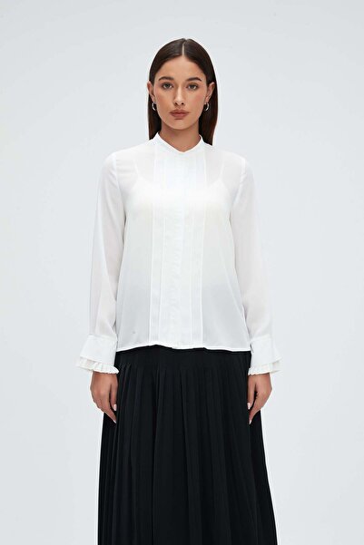 mica Solid Long-Sleeve Top with Lace Detail