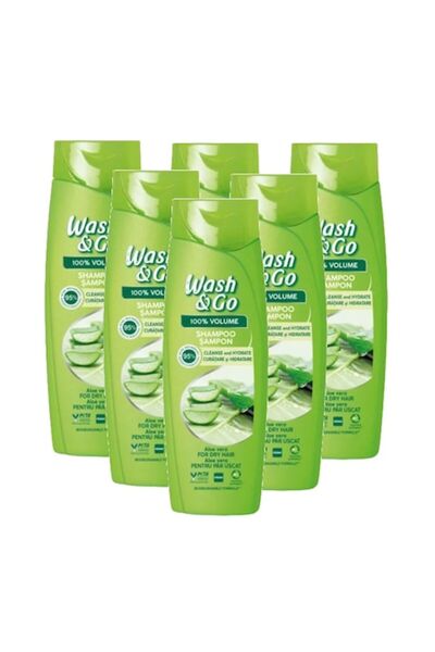 WASH&GO Șampon Wash & Go pentru păr uscat cu extract de aloe vera, 6 x 180 ml
