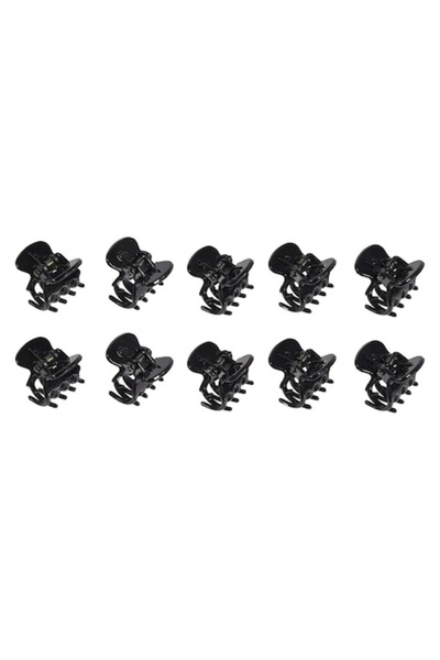 SHOPIENS Set 10 agrafe de păr pentru femei, negru lucios, 2 cm