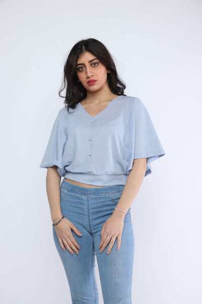 mica Cropped Button-Front Top