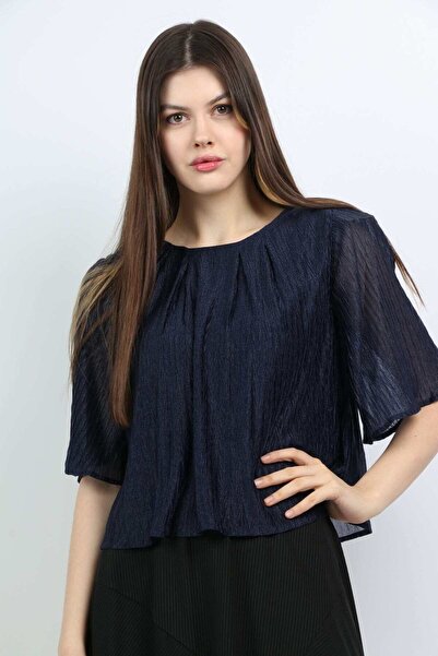 mica بلوزة مطوية كبيرة الحجم بأكمام طويلة