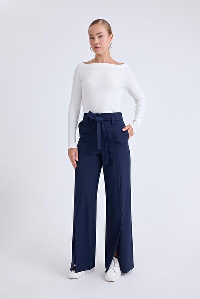 Vitrin High Waist Waist Belted Pants