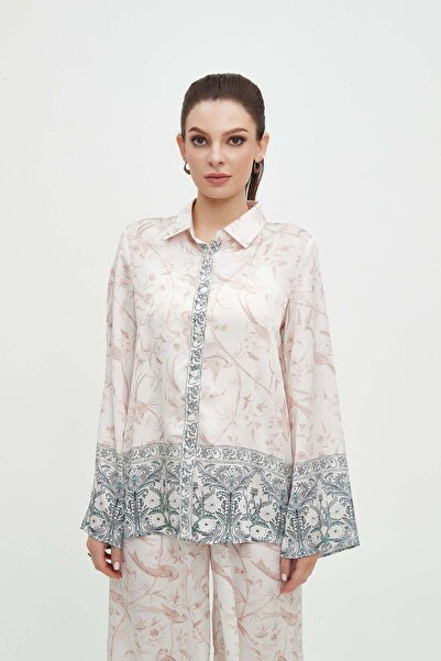 mica Printed Waist-Length Top with Buttoned Detail