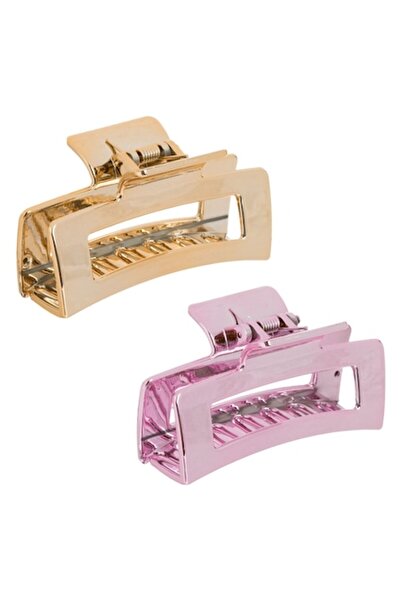 SHOPIENS Set 2 agrafe de păr pentru femei Shopiens®, ovale metalizate roz și ...