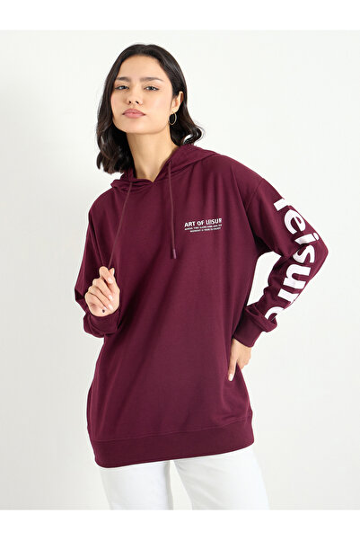 Styli Slogan Print Longline Hoodie
