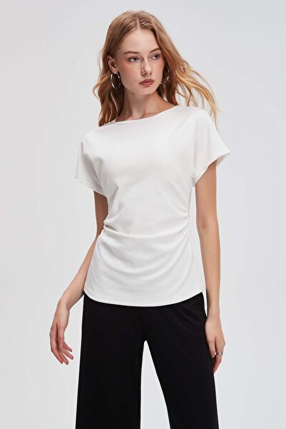 menta بلوزة سادة بأكمام قصيرة