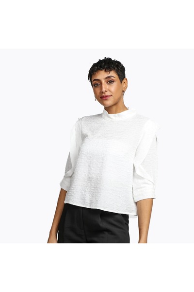Nichii Solid High-Neck Long-Sleeve Top