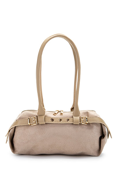 minebag Suede Belt Detailed Women's Shoulder Bag Anfora Mink