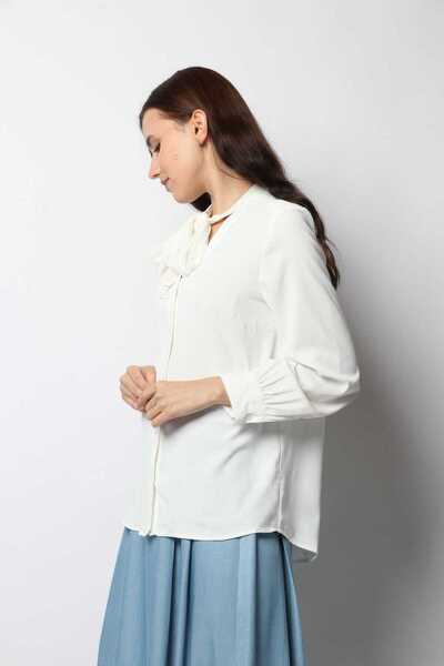 Nichii Long-Sleeve Tie-Neck Top