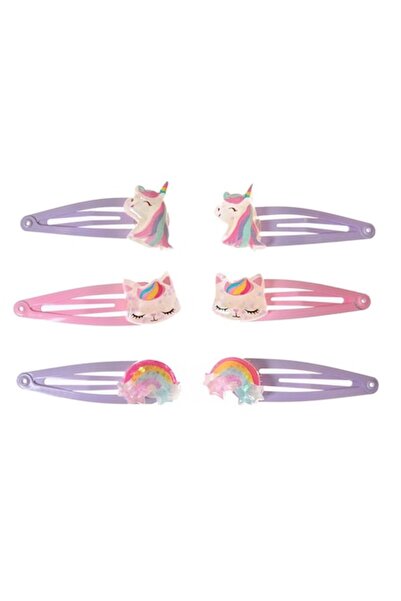 SHOPIENS Σετ 6 μεταλλικά κλιπ μαλλιών ιριδίζοντα με σχέδιο ουράνιου τόξου, μο...