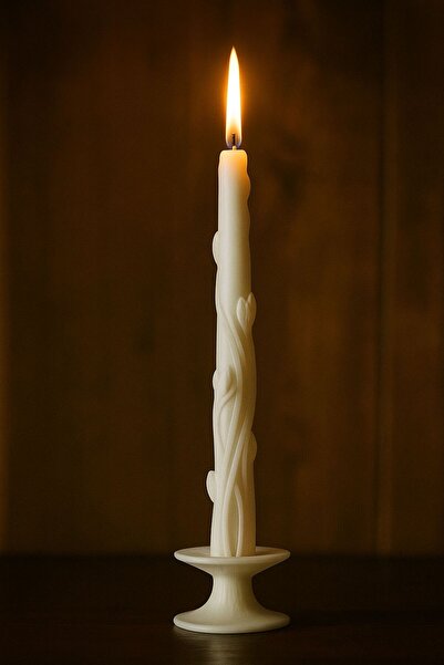 AresMumAtölyesi dekoratif şık zarif lale detaylı 1 adet yasemin kokulu şamdan mumu