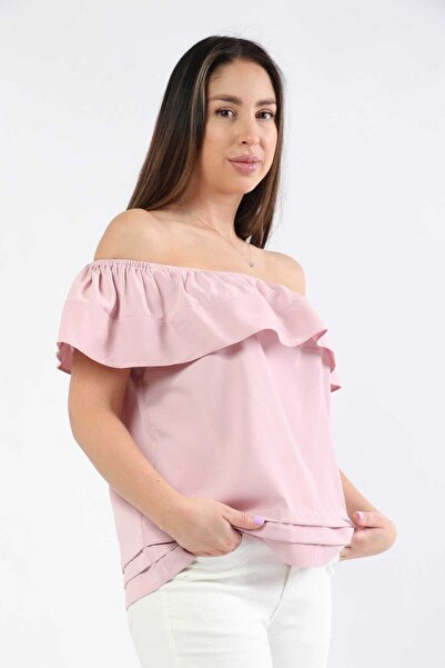 mica بلوزة مكشكشة مكشوفة الكتفين