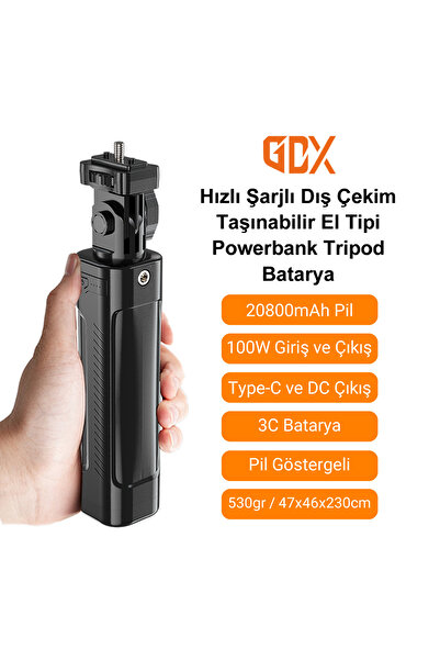 Gdx 20800mAh Hızlı Şarjlı Dış Çekim 100W Çıkışlı Taşınabilir El Tipi Powerban...