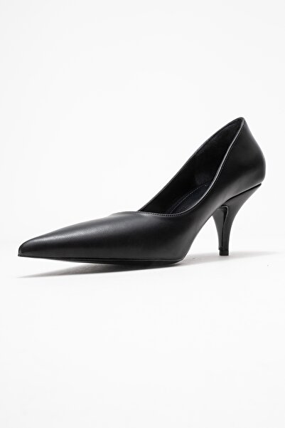 LuviShoes Marcus Black Leather Women's Heeled Shoes