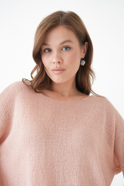 WOMAN VISION Crew Neck Oversize Powder Basic Knitwear Sweater 6933