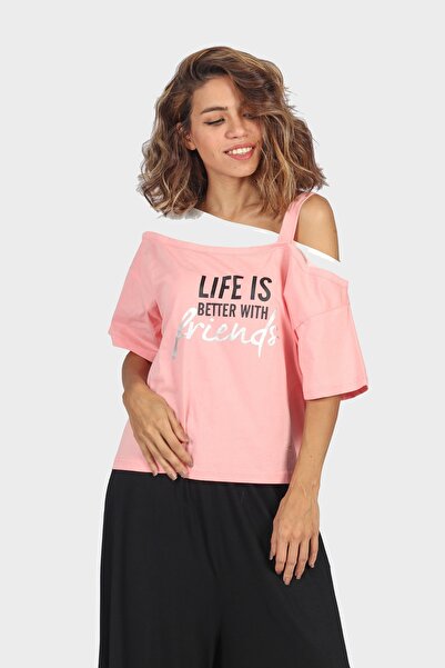 mica Printed Drop-Shoulder Half-Sleeve Top