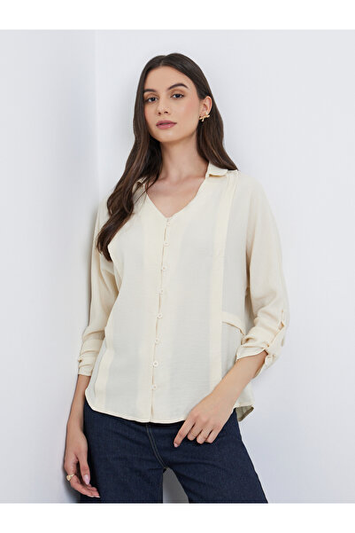 Take Two By Styli Solid Roll Up Sleeve Buttoned Shirt