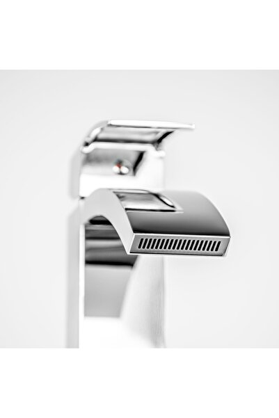 2H Bathroom Sink Faucet, Chrome, Tall, Freestanding, Over Counter, Silver