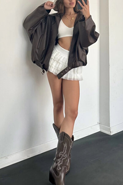 Jaglion Δερμάτινο μπουφάν Luvren Bitter Brown Street Style Bomber ZR