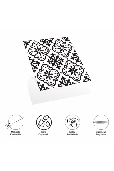 TTT DecoHandy PVC Wall Tile 30x30cm 4-Pack - Black and White Chinese Pattern 0.36m2