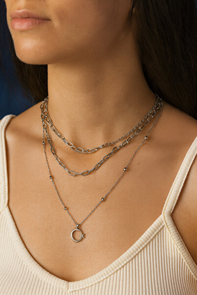 G Sport POLO 3-Piece Crescent Star Detailed Zircon Necklace