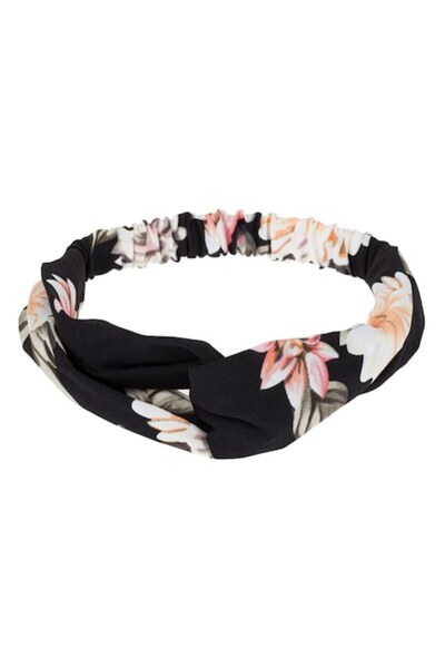 SHOPIENS - Bandă de păr pentru femei®, material textil cu nod, model floral negru