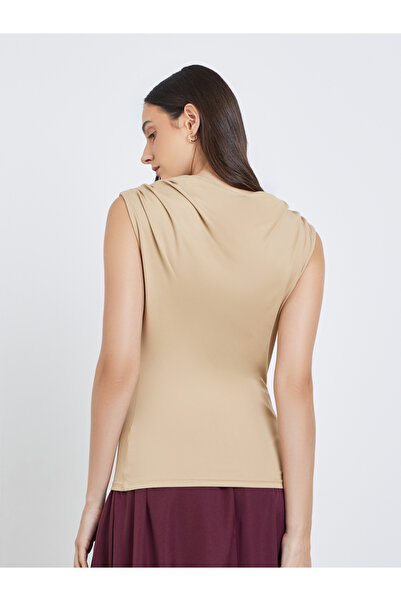 Styli Sleeveless Draped Detail Top