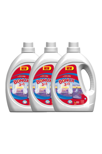 Bonux Set 3 x Detergent rufe automat 3in1 Caring Lavender, 60 washes, 1.1 l