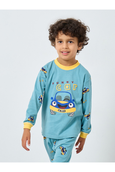 Styli Boys Car Graphic Top and Pyjama Set