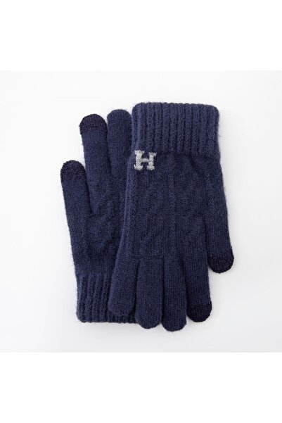 Flippy Men's Gloves, Flippy, Model H, Touchscreen Function, Knitted Acrylic Material, Navy Blue