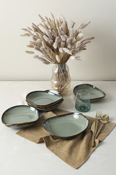 Keramika Farfurie Reactivă Verde Isabella 22 Cm 6 Bucăți Q84