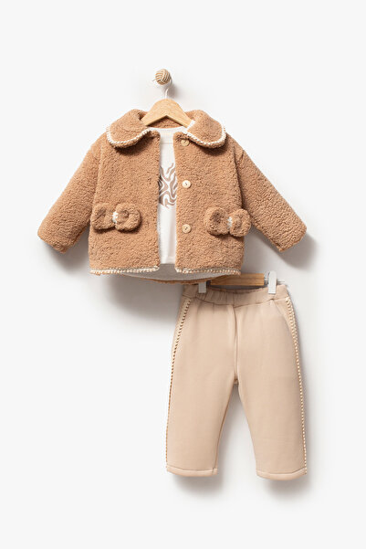 Jikko Baby Daily Baby Girl Set with Plush Jacket 8167