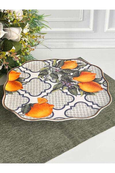 ROSSEV Lemons Pedestal Cake Stand Square 30cm