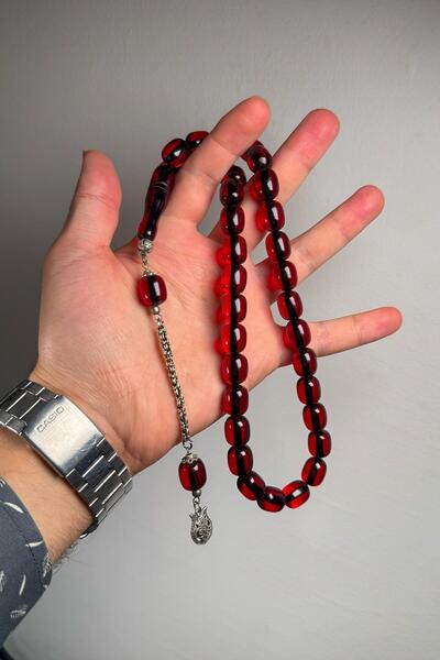 TESBİHKENTİ Büyük Boy Koyu Vişne Renk Uçak Camı Tesbih